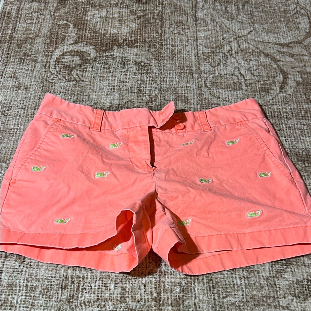 Vineyard Vines womens Coral Shorts with Whale Embroidery
